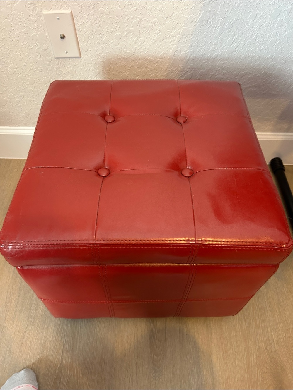 Red Tufted Storage Ottoman